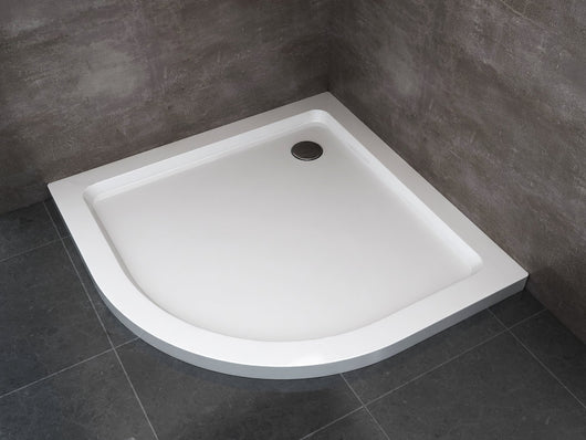 Piatto Doccia Ribassato Semicircolare In Abs H 5cm Con Piletta Inclusa 90x90 