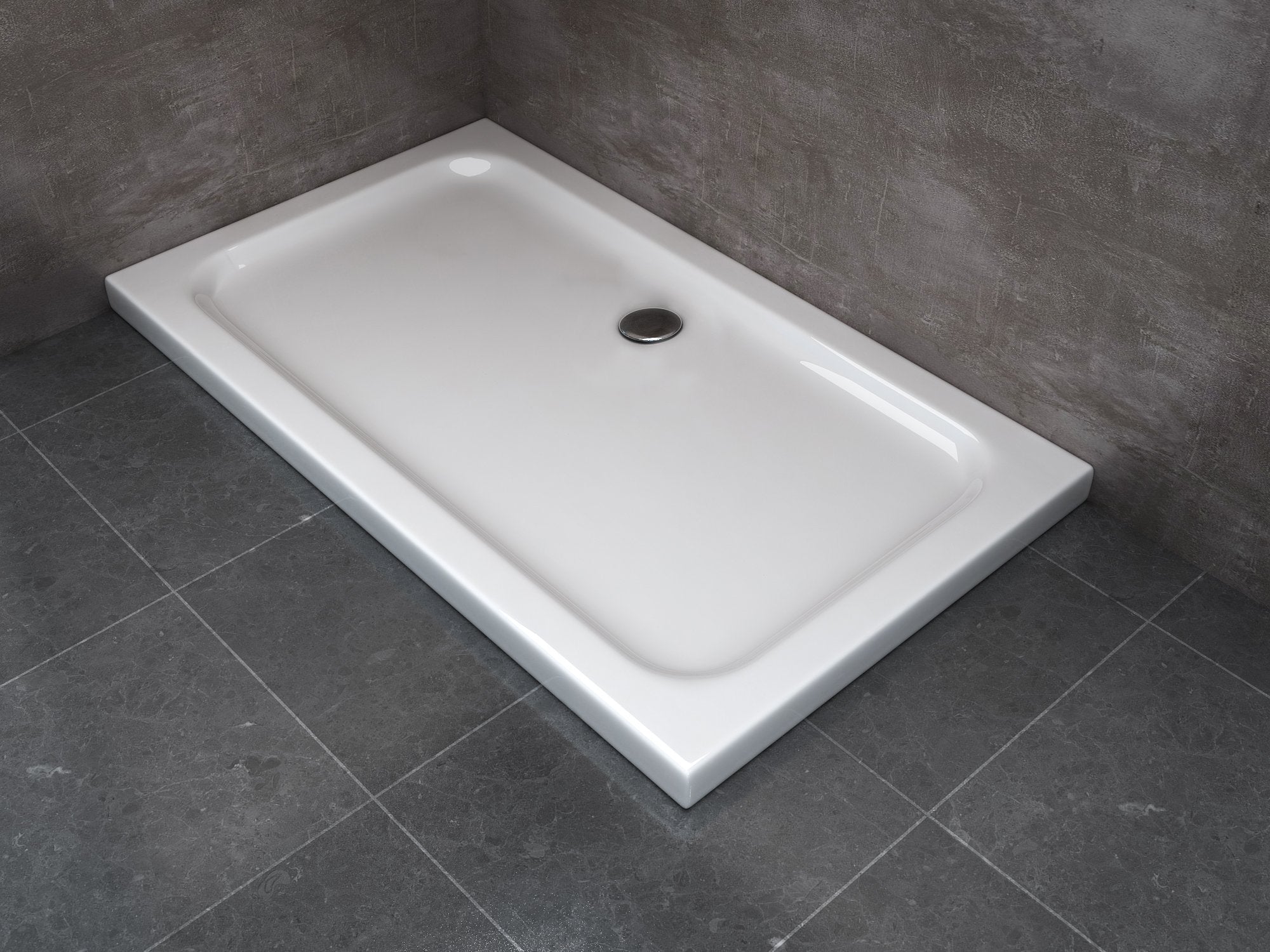 Piatto Doccia Rettangolare Ribassato In Abs H 5cm Con Piletta Inclusa 80x140