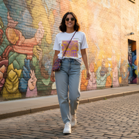 T-shirt cromika arte e colore in cotone naturale *** misura small - s, modello smiling houses, confezione 1