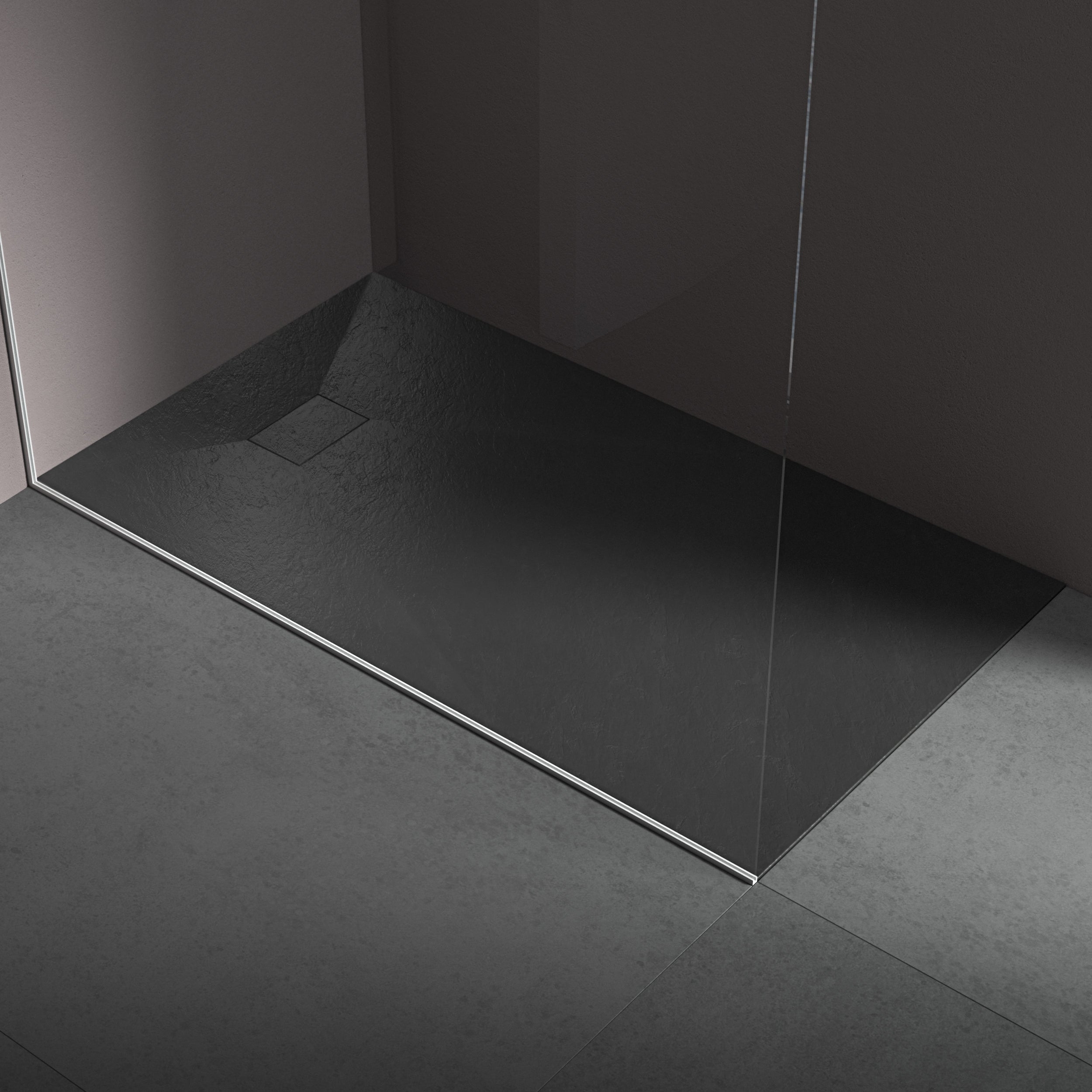 Piatto doccia in resina 80x160 cm effetto pietra colore nero CUBA