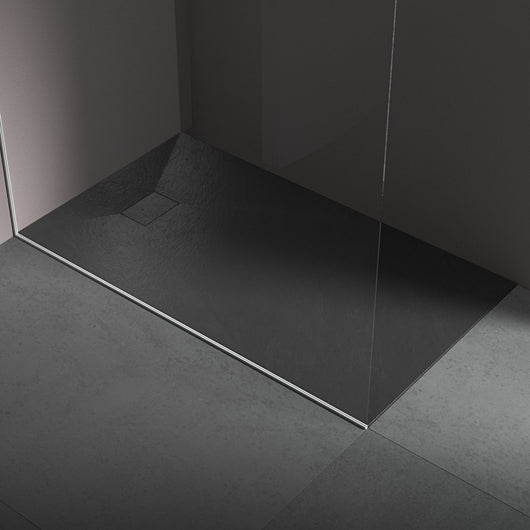 Piatto doccia in resina 90x160 cm effetto pietra colore nero CUBA