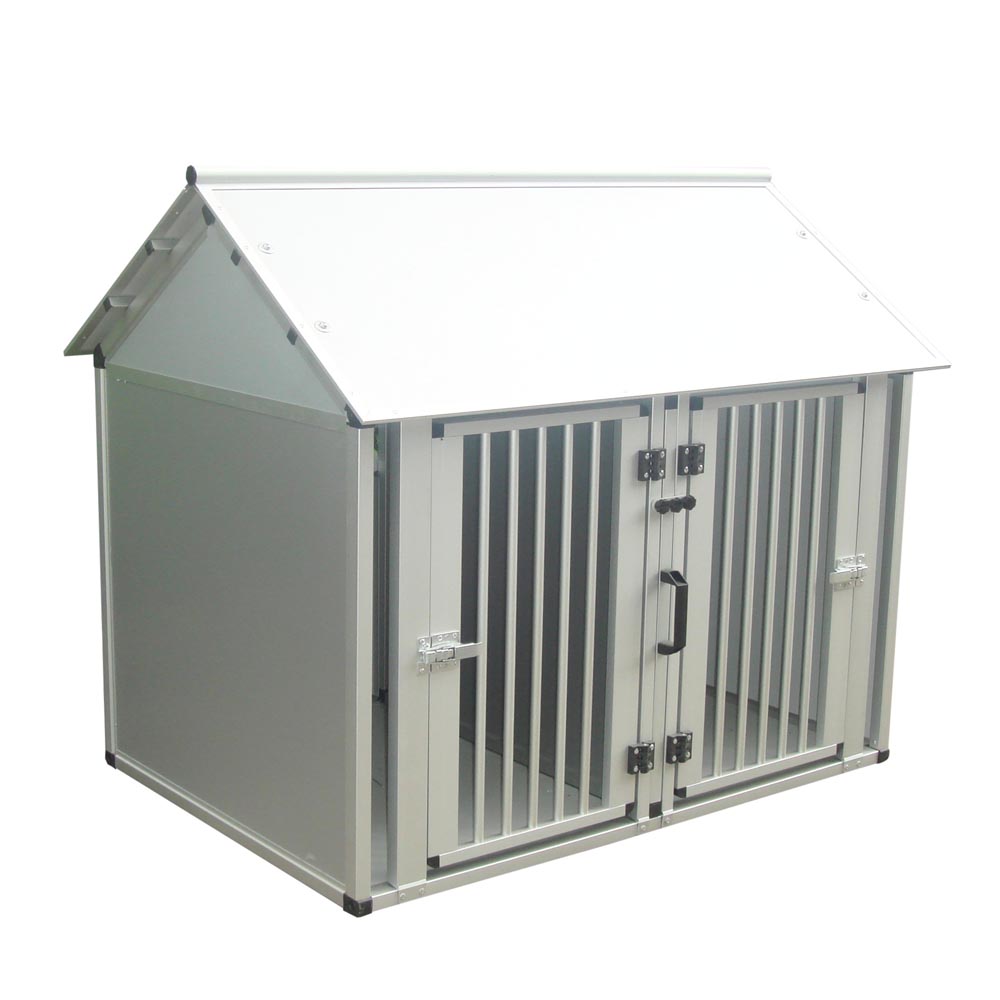 Trasportino gabbia doppia per cani e gatti in alluminio con due porte fuss-dog