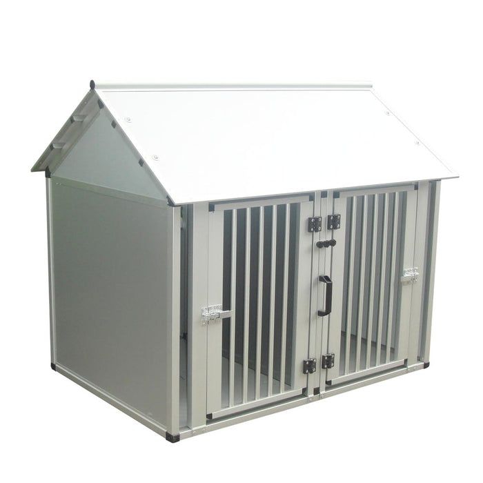 Trasportino gabbia doppia per cani e gatti in alluminio con due porte fuss-dog