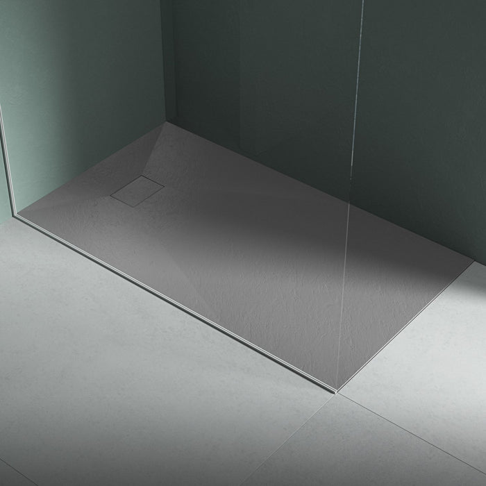 Piatto doccia in resina 90x90 cm effetto pietra colore grigio CUBA