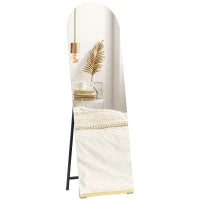 Specchio da Terra a Figura Intera senza Cornice, con Base in Legno, 160x50 cm, Trasparente