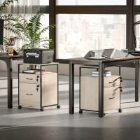 Cassettiera per Scrivania con 2 Cassetti e Ruote, per Formato Lettera A4 44x40x66,5 cm, Legno