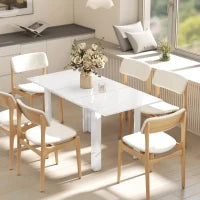 Tavolo da Pranzo allungabile in MDF per 4-6 Persone, 120-160 x 70 cm, Bianco Lucido