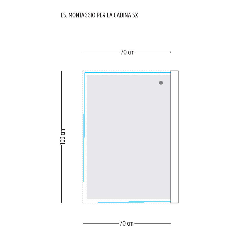 Ogomondo box cabina doccia corner 3 lati cristallo temprato serigrafato 70x100x70 sinistro