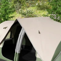 Tenda da Campeggio 6 Posti con 2 Stanze Separate, Poliestere e Fibra di Vetro, 450x215x180 cm, Verde Scuro