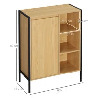 kleankin Mobiletto da Bagno con 3 Ripiani Aperti e Armadietto Chiuso in Truciolato e Acciaio, 60x28x80 cm