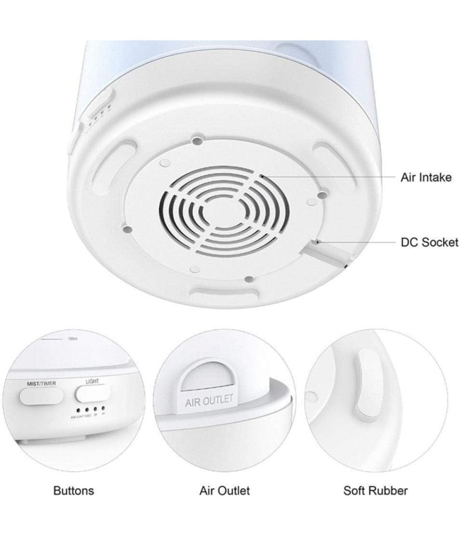 Diffusore Aromi 4in1 Umidificatore Bianco Ambiente Rgb Aromaterapia Ultrasuoni         