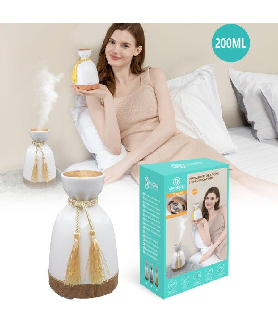 Diffusore Aromi Umidificatore Ultrasuoni Serbatoio 200ml 10w Aromaterapia Tx-8364         