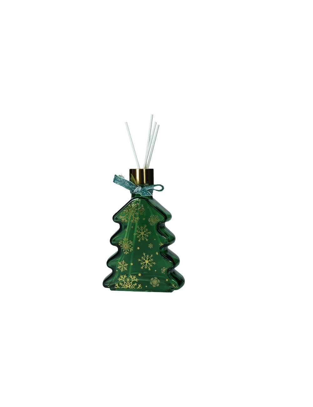 DIFFUSORE DI FRAGRANZA BIANCO NATALE VERDE VETRO C/BASTONCINI   LEGNO/POLIESTERE