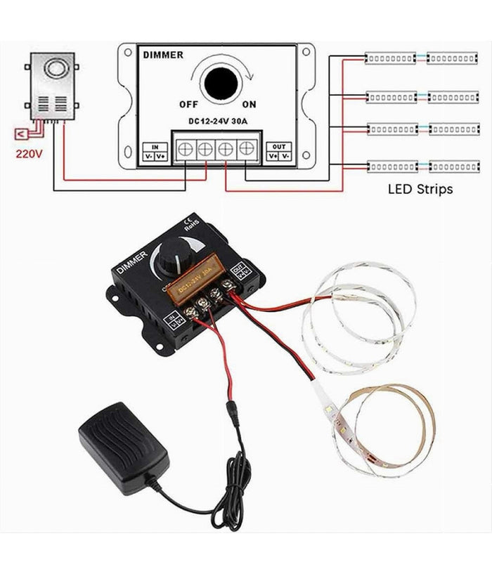 Dimmer Per Luci Led Monocolore Interruttore Controller Manopola 12-24v Dm-12-24v         
