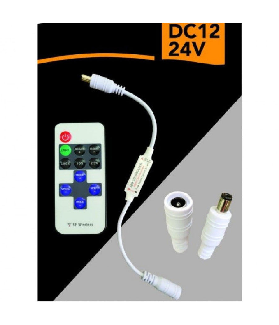 Dimmer + Telecomando 12/24v Rf Wireless Controller Striscia Led Monocolore Rf-01         