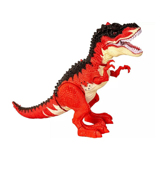 Trade Shop - Dinosauro Giocattolo Rosso 34 Cm Con Suoni Cammina Espelle Vapore Depone Uova -