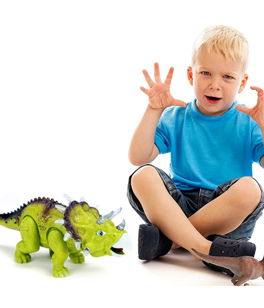Dinosauro Triceratopo Camminante Con Luci Suoni E Movimenti Giocattolo Bambini         
