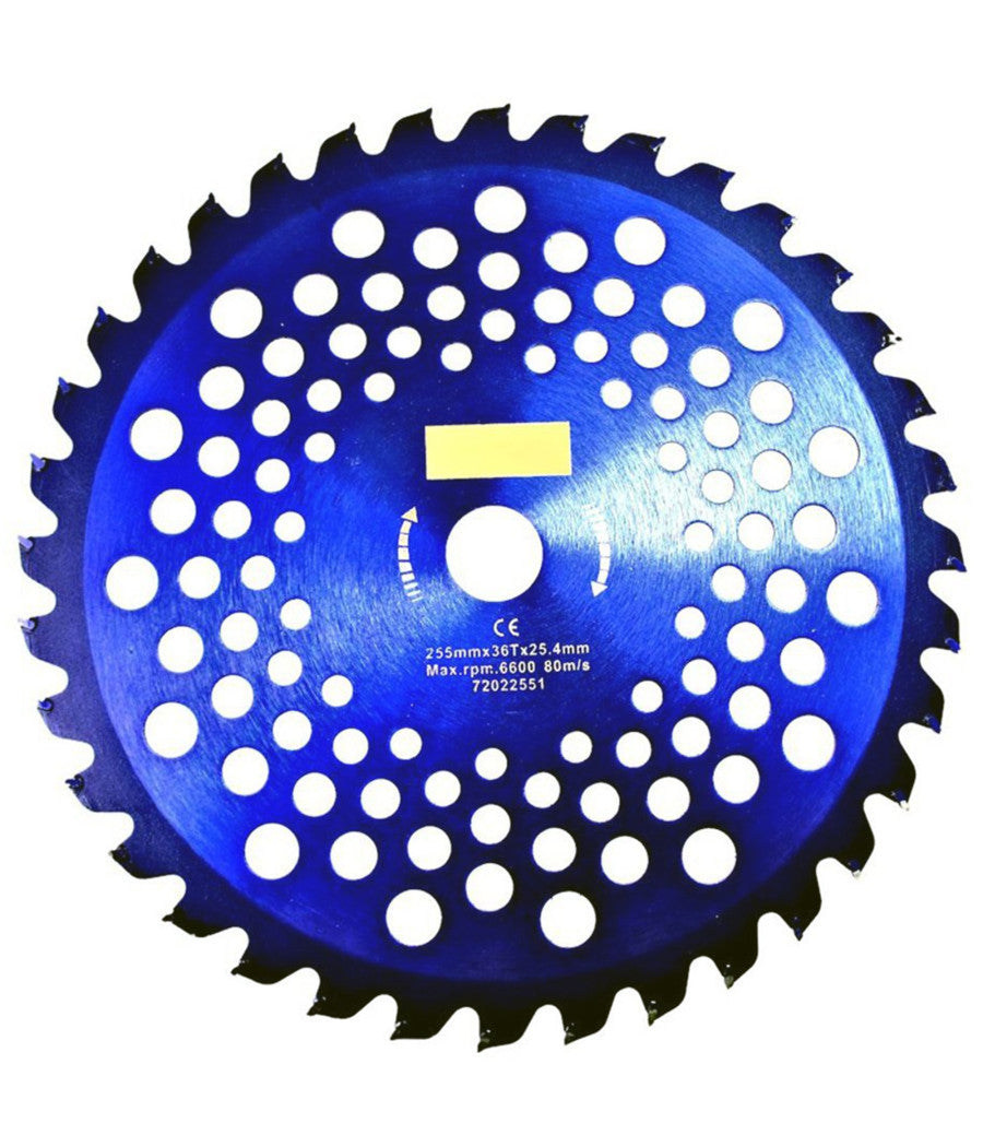 Disco Decespugliatore Lama Acciaio Per Legno 255mm X 36t Con Fori Raffreddamento         