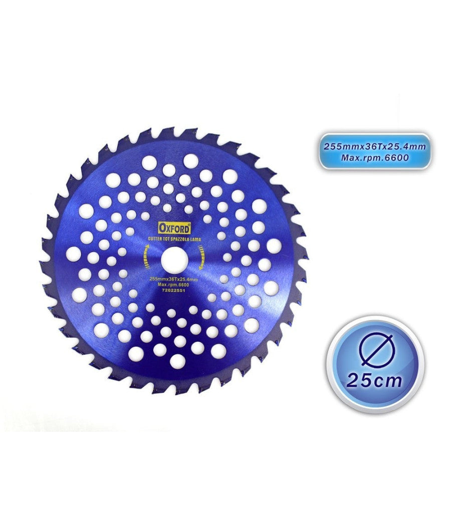 Disco Decespugliatore Lama Acciaio Per Legno 255mm X 36t Con Fori Raffreddamento         