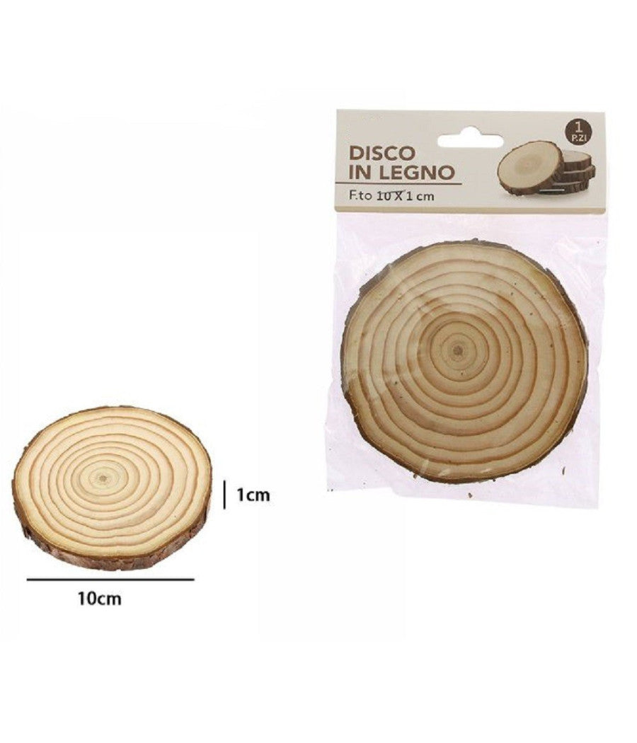 Disco Di Legno Base Tronco Decorativa Per Ornamento Casa 10 X 1 Cm Rotondo 72109         