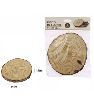 Disco Di Legno Base Tronco Decorativa Per Ornamento Casa 14x1.5 Cm Rotondo 72111         