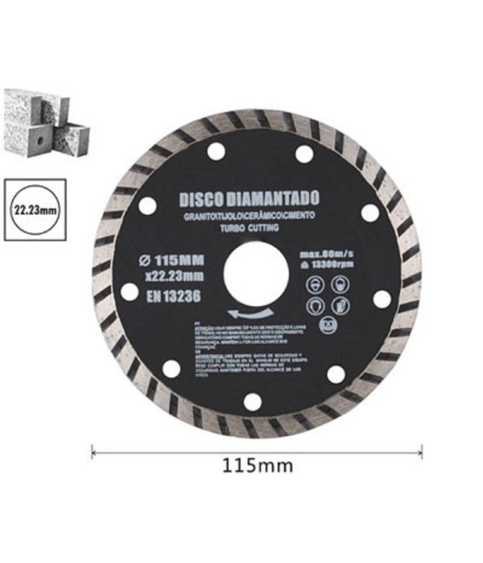 Disco Diamantato Segmentato 115 Mm Per Cemento Mattoni Smerigliatrice Flex         