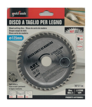Disco Lama Per Tagli Legno 125 Mm Per Smerigliatrice 40 Denti Sega Circolare         