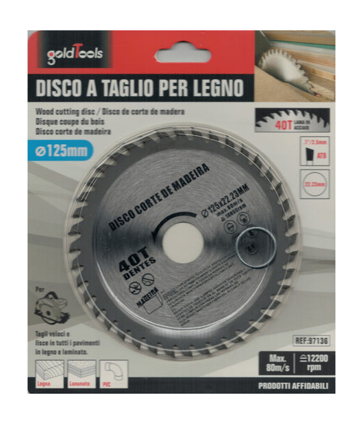 Disco Lama Per Tagli Legno 125 Mm Per Smerigliatrice 40 Denti Sega Circolare         