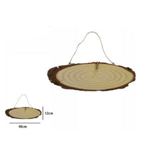 Disco Legno Naturale Base Tronco Decorativa Ornamento Da Appendere 40x12cm 72105         