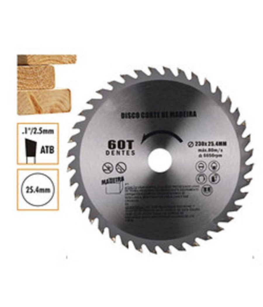 Disco Taglio Legno Smerigliatrice Angolare Circolare Sega 230 X 25.4 Mm 60 Denti         