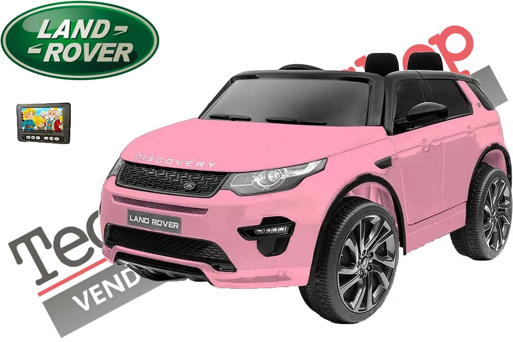 Auto elettrica macchina per bambini LAND ROVER DISCOVERY 12V 2 Posti in Pelle-Rosa