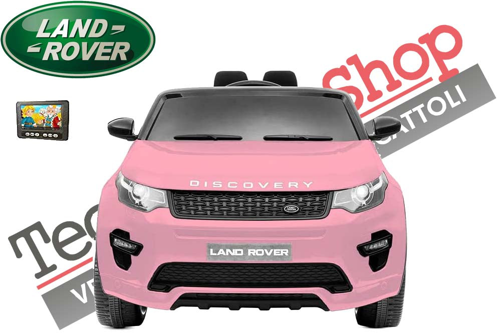 Auto elettrica macchina per bambini LAND ROVER DISCOVERY 12V 2 Posti in Pelle-Rosa