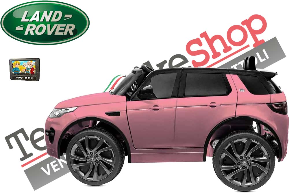 Auto elettrica macchina per bambini LAND ROVER DISCOVERY 12V 2 Posti in Pelle-Rosa
