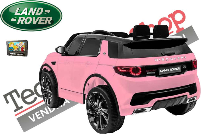 Auto elettrica macchina per bambini LAND ROVER DISCOVERY 12V 2 Posti in Pelle-Rosa