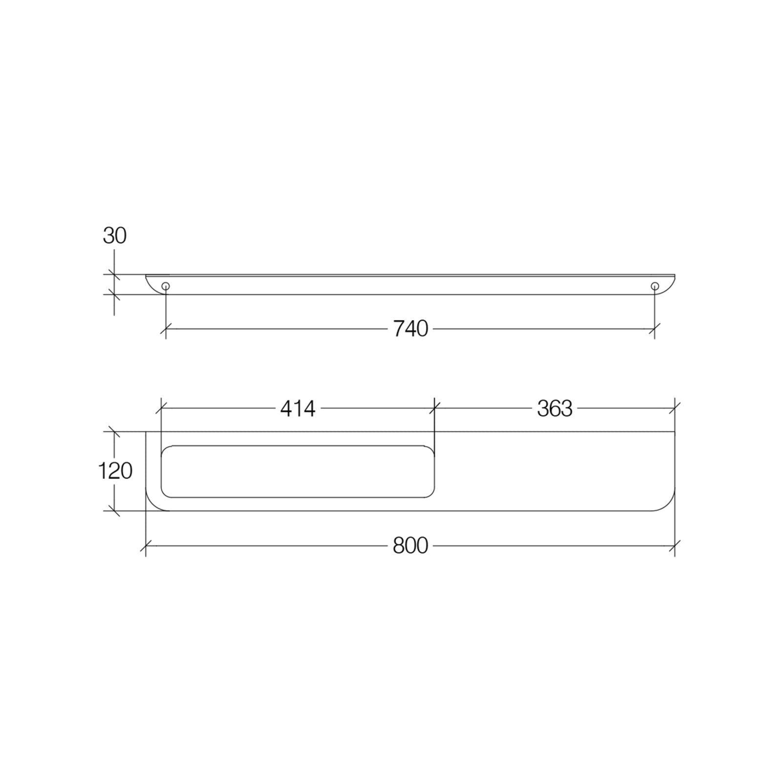 Lineabeta - Porta asciugamani/accessori/mensola Roersa L.80cm foro SX satinato