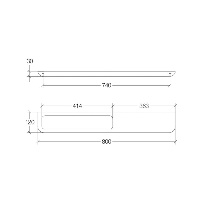 Lineabeta - Porta asciugamani/accessori/mensola Roersa L.80cm foro SX satinato