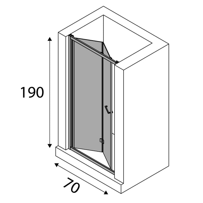 Siro - Box doccia per nicchia 70 cm con anta a soffietto cromo/trasparente