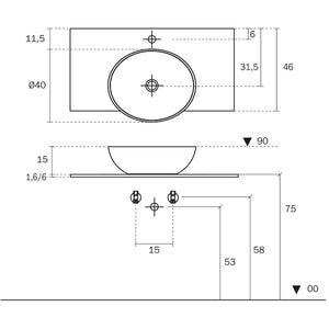 Inda - Lavabo ovale da appoggio Brezza in ceramica 50x36,5 cm bianco lucido