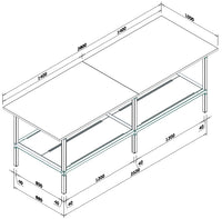 Banco lavoro fisso o su ruote con cassetto metallico e piano inferiore di metallo cm. 280x100x93h