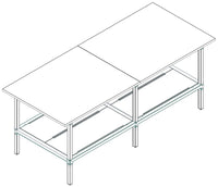 Banco lavoro di metallo con piano di legno per magazzino cm. 240x120x93h