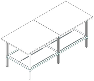 Banco lavoro di metallo con piano di legno per magazzino cm. 240x120x93h