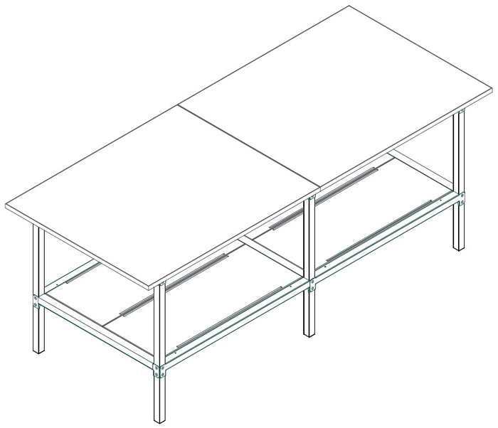 Banco lavoro di metallo con piano di legno per magazzino cm. 240x120x93h