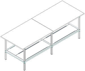 Banco per lavoro con struttura di metallo zincata e piano in nobilitato cm. 280x120x93h