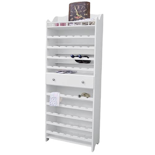 Porta bottiglie con cassetto centrale laccato bianco opaco misure l.70 p.30 h.174