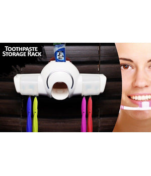 Trade Shop - Dispenser Automatico Dentifricio Porta Spazzolino A Parete Bagno Casa Linq Jx600 -