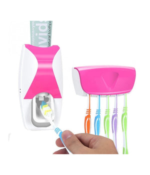 Dispenser Dentifricio Automatico Con Portaspazzolino Adesivo A Pile 5 Posti         
