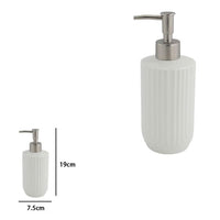 Trade Shop - Dispenser Distributore Sapone Liquido Per Arredo Bagno In Ceramica Rigata Bianca 87802         