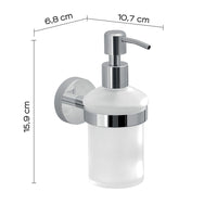 Dispenser dosasapone a muro Gedy in vetro satinato e acciaio cromato | Eros