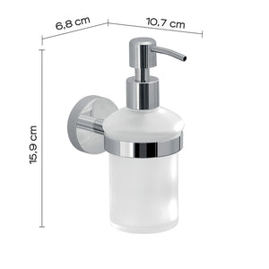 Dispenser dosasapone a muro Gedy in vetro satinato e acciaio cromato | Eros