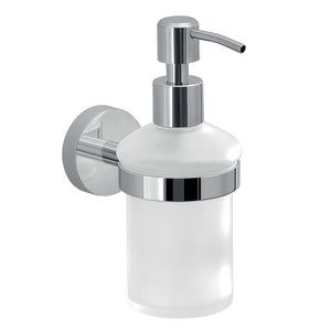 Dispenser dosasapone a muro Gedy in vetro satinato e acciaio cromato | Eros
